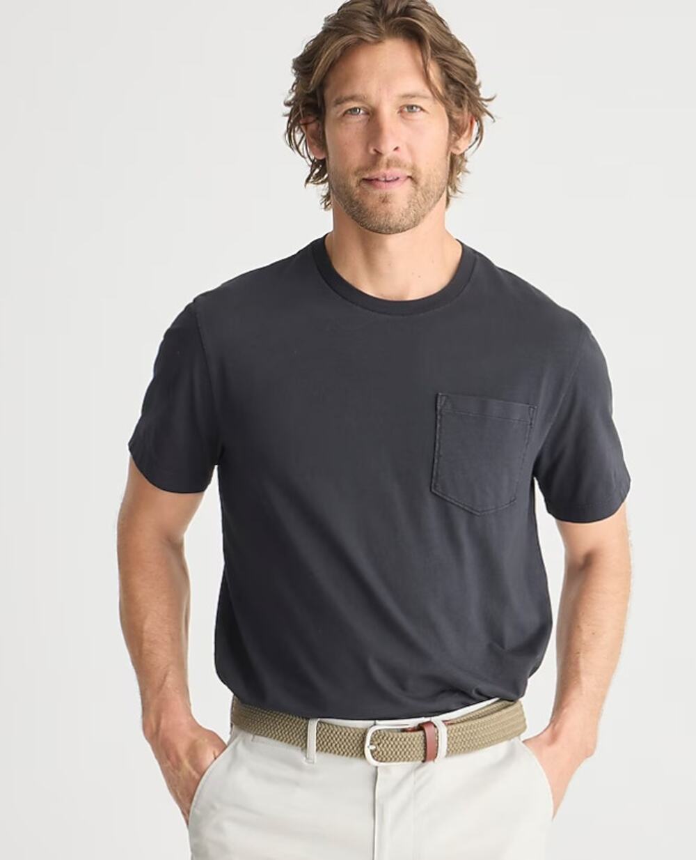 J.Crew Broken-In Pocket T-Shirt Men L Gray Cotton Crewneck Pullover Short Sleeve